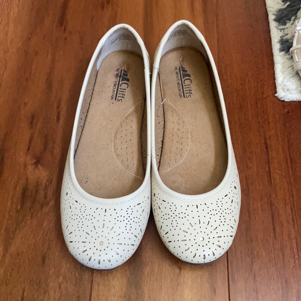 Ivory slip on flats